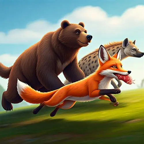 Schnitzeljagd Schnitzeljagd mit Bär, Fuchs und Hyäne.